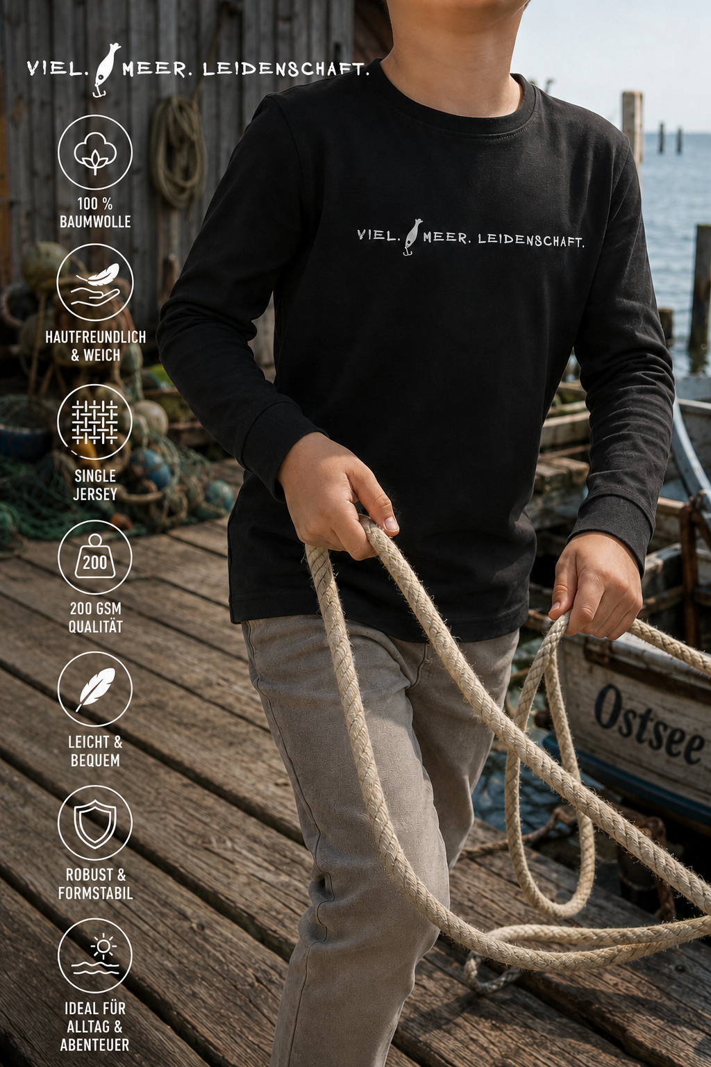 V.M.L. Longsleeve Kids - Schwarz – Bild 2