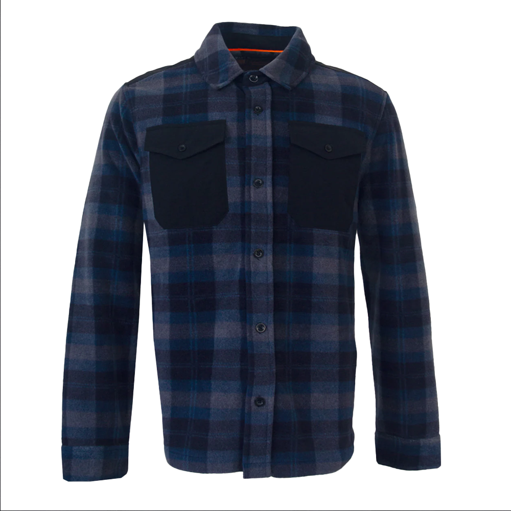 STAFU: Wake Long Sleeve Polar Fleece Shirt - BLACK GRAY PLAID