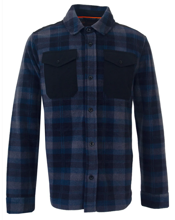 STAFU: Wake Long Sleeve Polar Fleece Shirt - BLACK GRAY PLAID