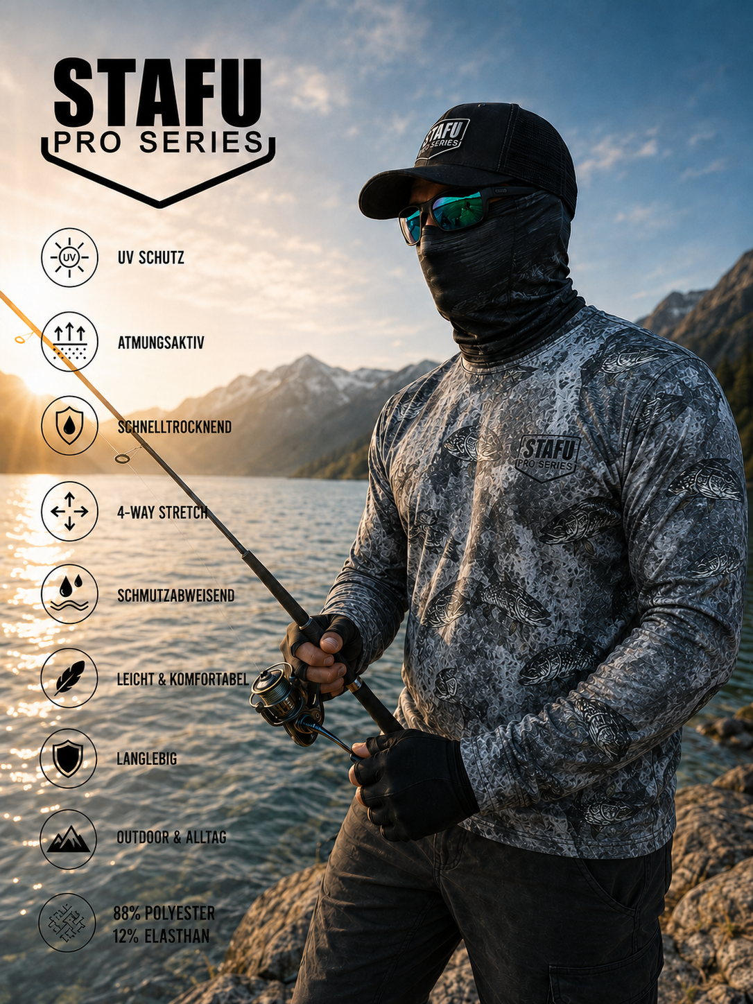 Apex UV Long Sleeve Performance T-Shirt - Predatory Green – Bild 4