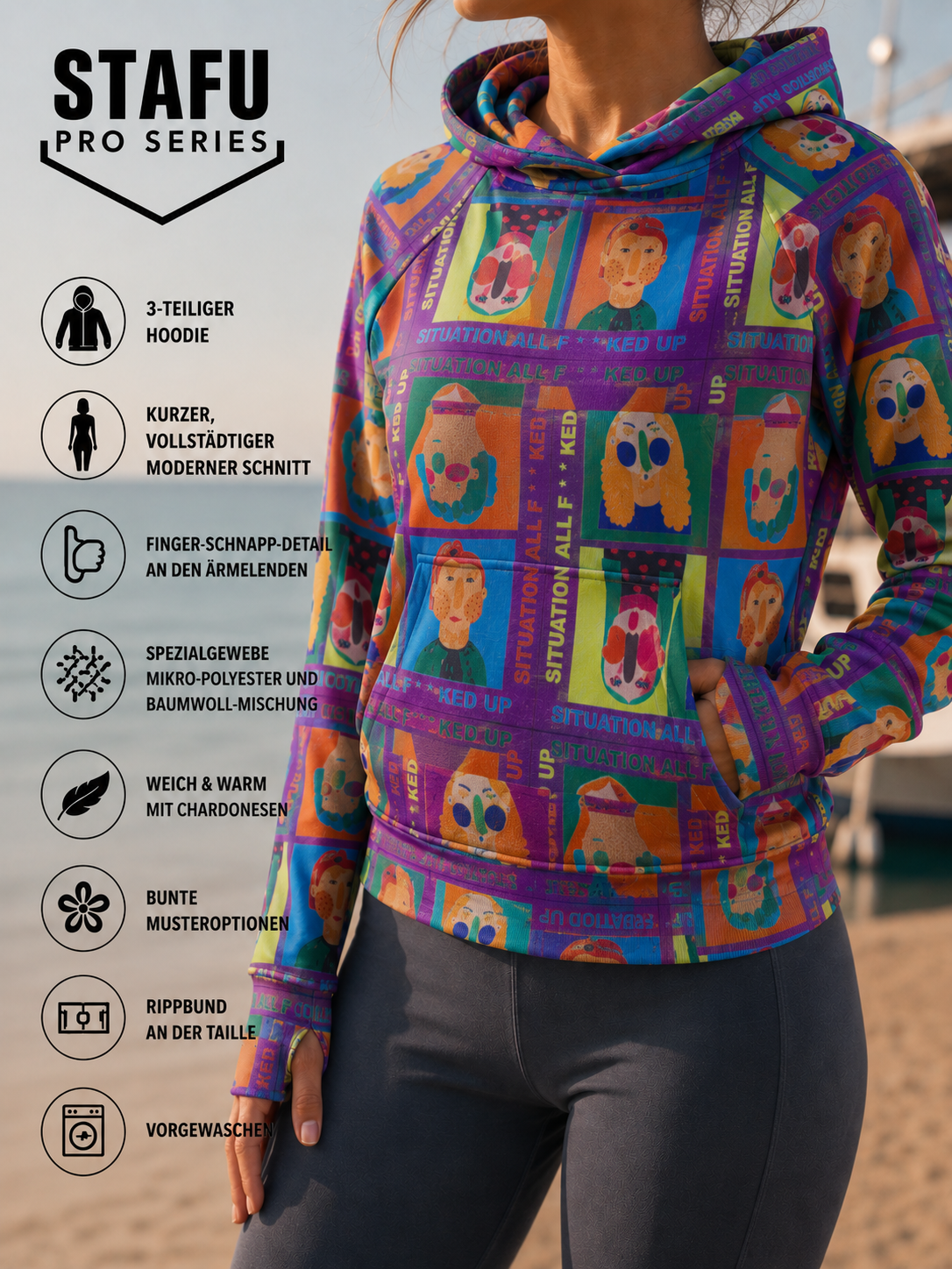 Marea Women's Sweatshirt - Funny Face Purple – Bild 5