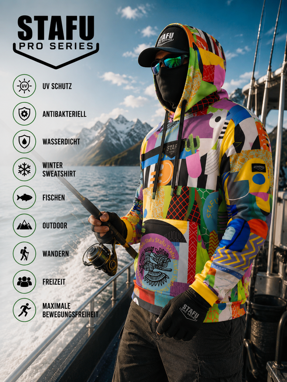 Prime Hooded Sweatshirt - Colorful Face – Bild 4