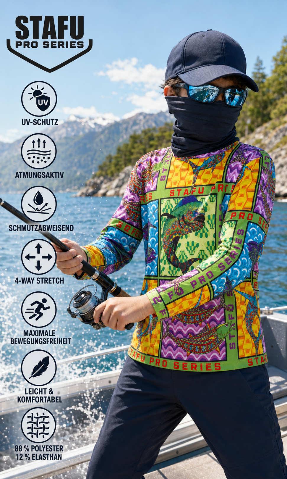 Apex Jr. UV Long Sleeve Performance T-Shirt - Fish Eye – Bild 4