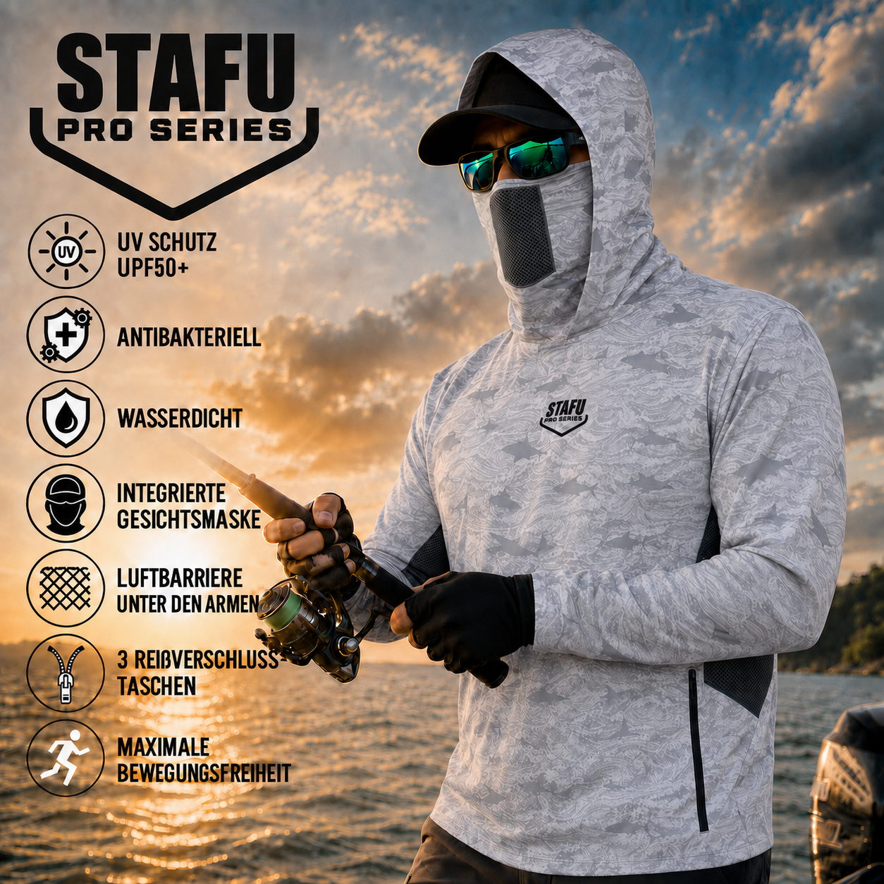 Argonaut Masked UV Protection Long Sleeve Performance T-Shirt - Signature White – Bild 4