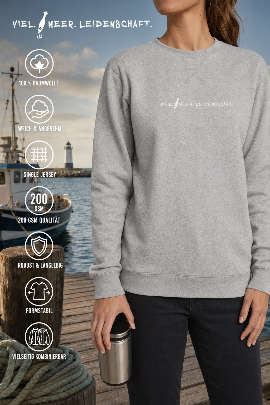 V.M.L. Sweatshirt - Grau – Bild 2