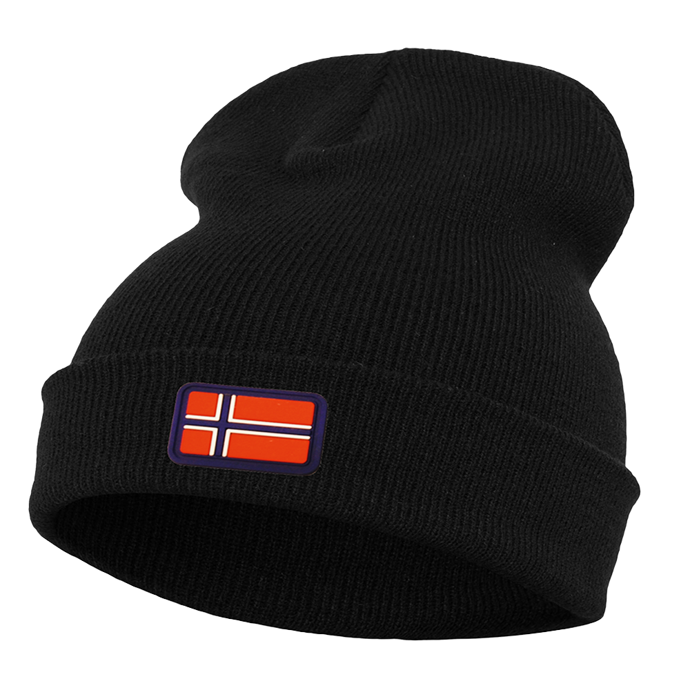 Heavyweight Long Beanie Norwegen (feine Struktur) - Schwarz