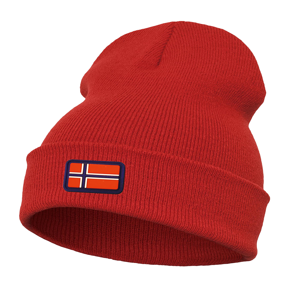 Heavyweight Long Beanie Norwegen (feine Struktur) - Rot