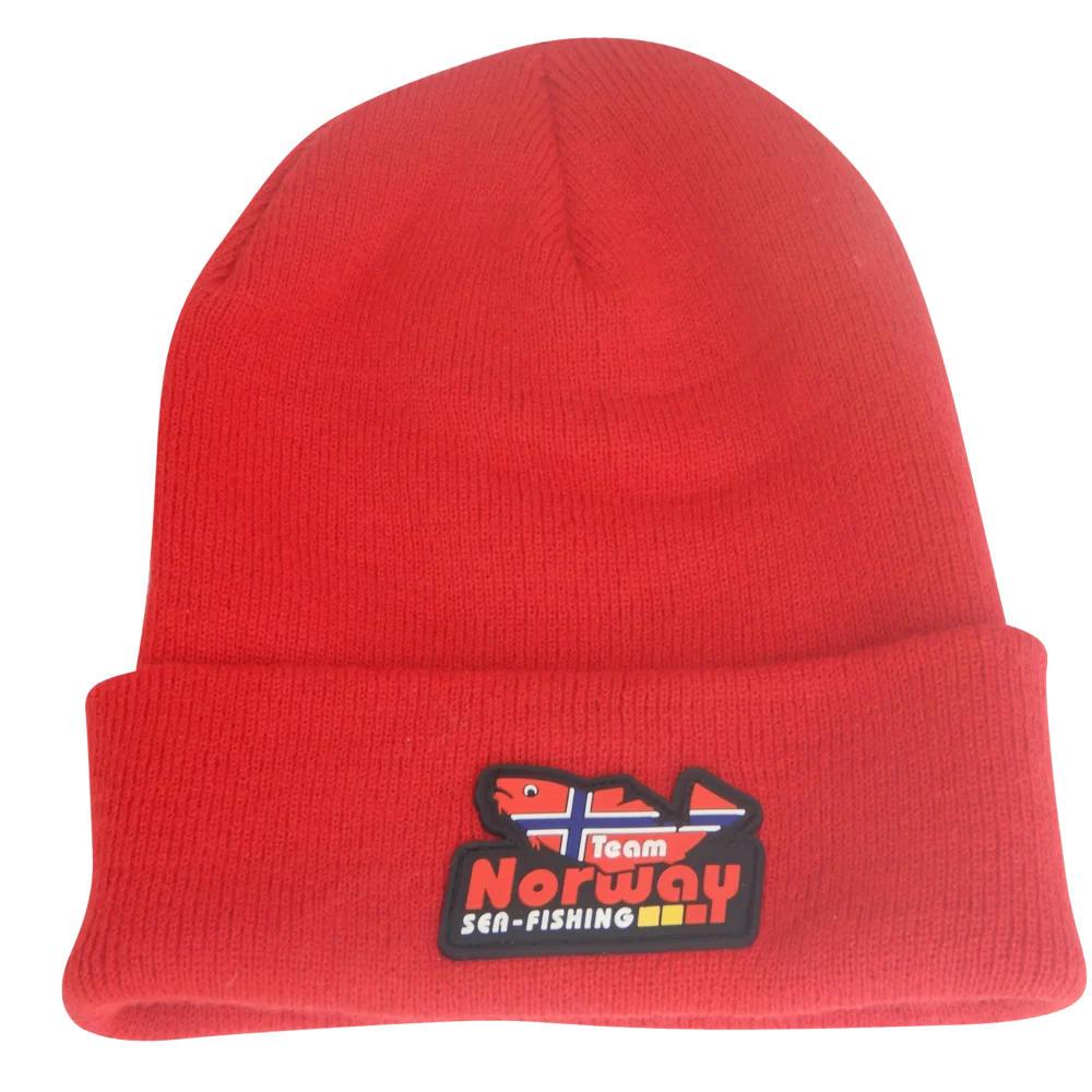 Heavyweight Long Beanie Team Norwegen (feine Struktur) - Rot