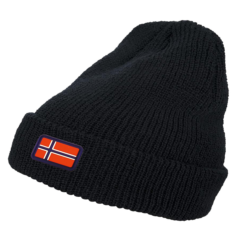 Heavyweight Long Beanie Norwegen (grobe Struktur) - Schwarz