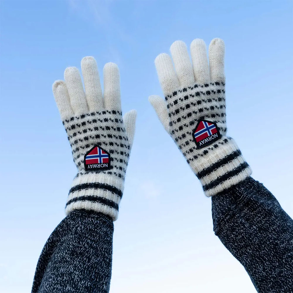 Wollfingerhandschuhe Gr.S/M (Isländer) - weiß/schwarz – Bild 3