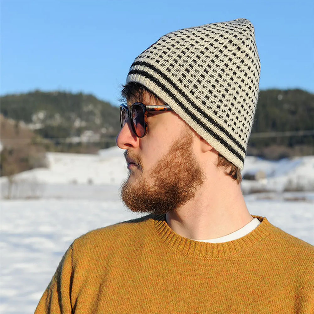 Strickmütze (Isländer) - weiß/schwarz – Bild 3
