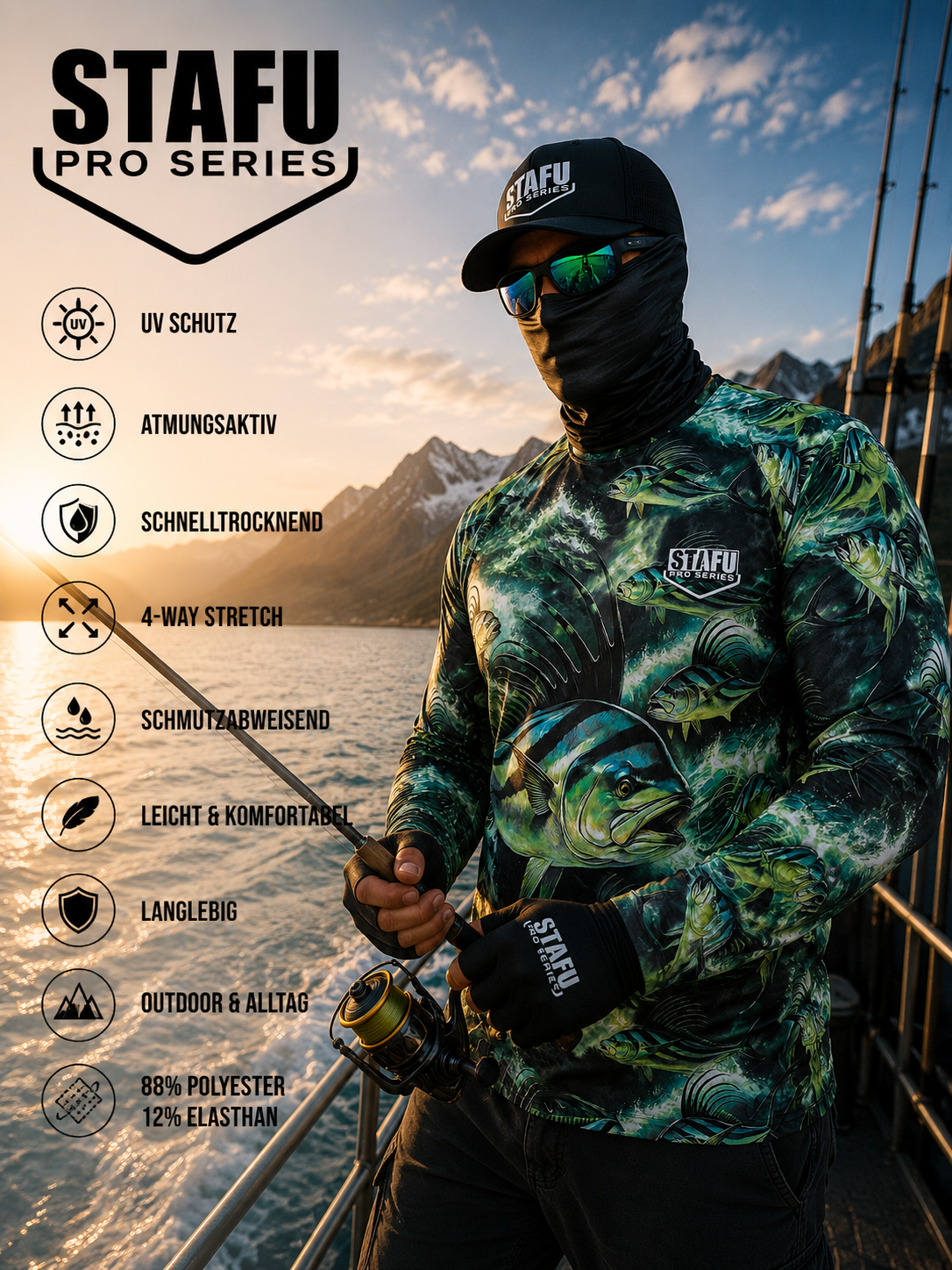 Apex UV Long Sleeve Performance T-Shirt - Rooster Green – Bild 3